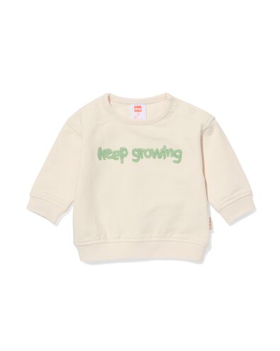 newborn sweater biologisch katoen met badstof tekst ecru 80 - 33477816 - HEMA