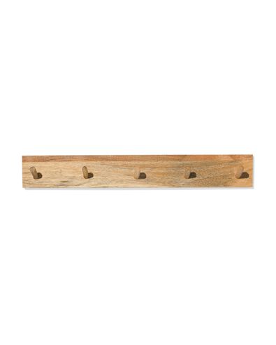 Wandgarderobe 55 x 8 cm, Mangoholz, 5 Haken - 39800083 - HEMA