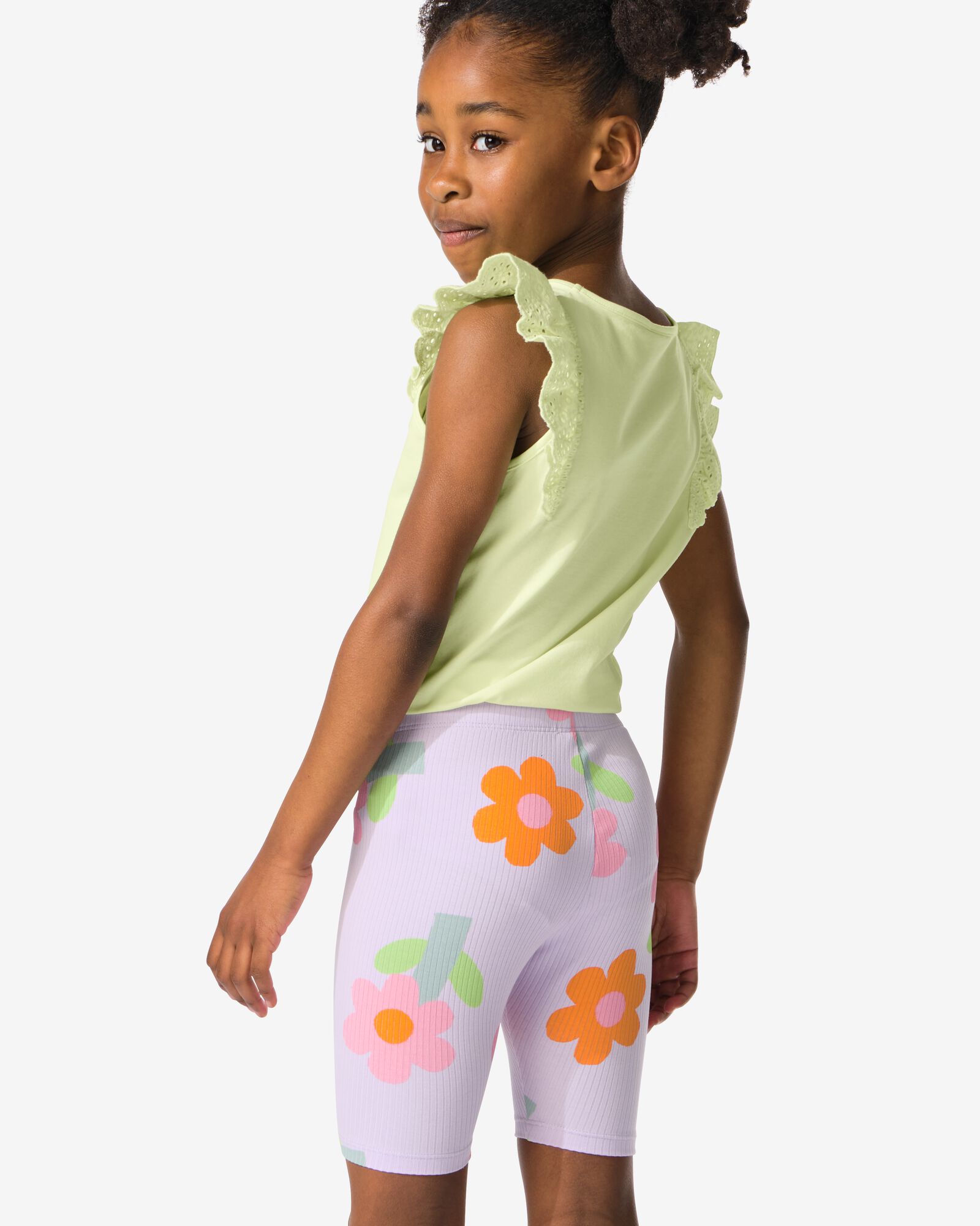 kinderleggings kort rib - 2 stuks paars - 30857214PURPLE - HEMA