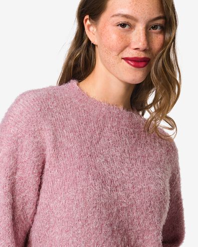 pull femme tricot&eacute; Flora paillet&eacute; rose p&acirc;le - 36206060LIGHTPINK - HEMA
