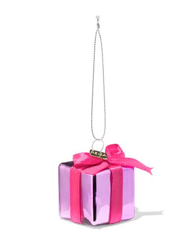 d&eacute;coration de No&euml;l &agrave; suspendre 4 cm verre cadeau - 25102123 - HEMA