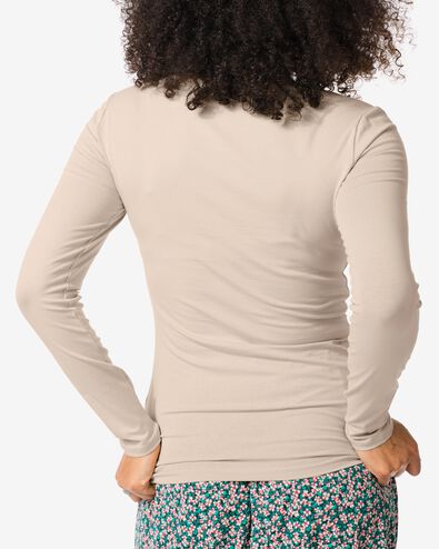 Damen-Shirt, Rundhalsausschnitt, Langarm sandfarben M - 36351152 - HEMA