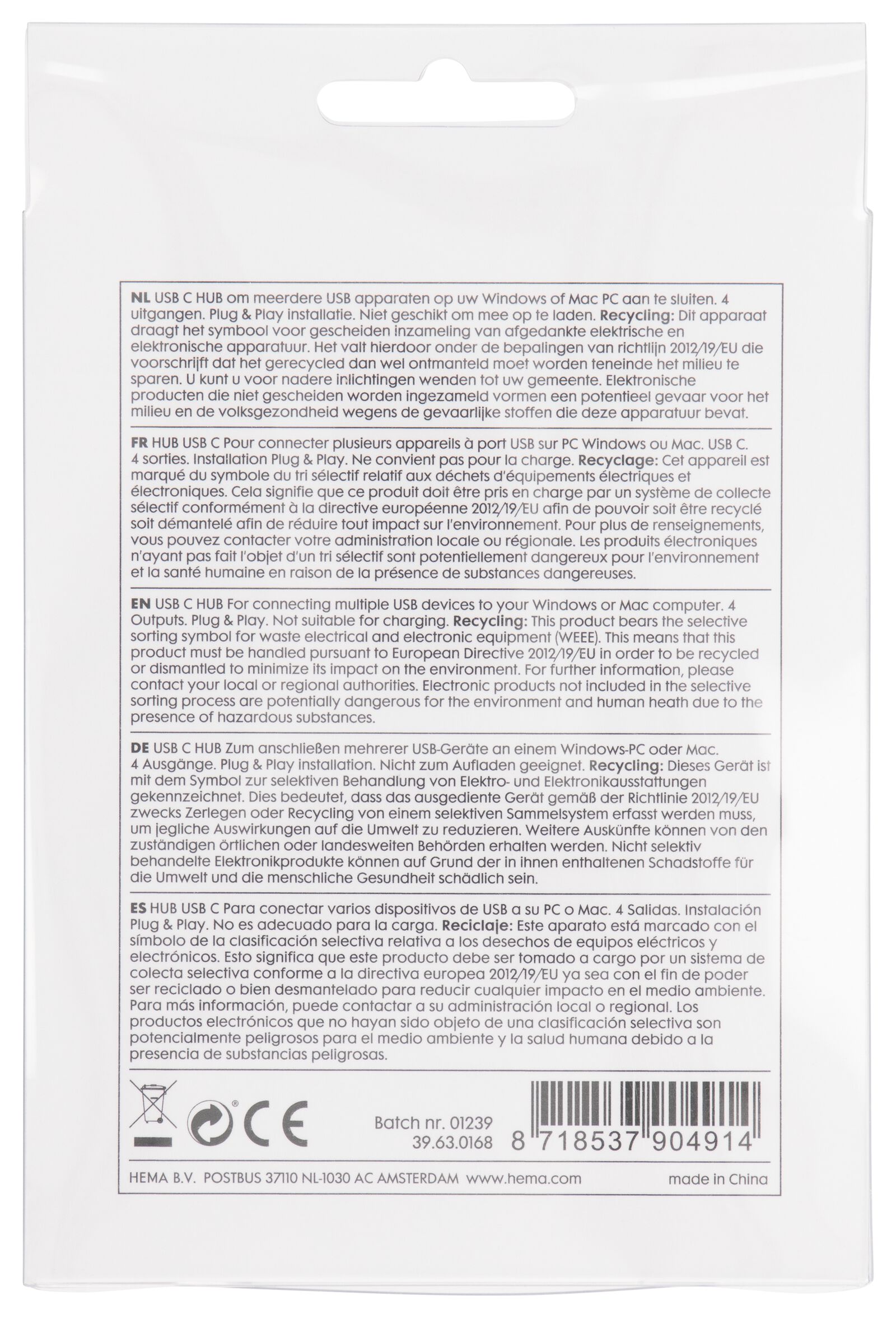 USB-C-Hub, grau - 39630168 - HEMA