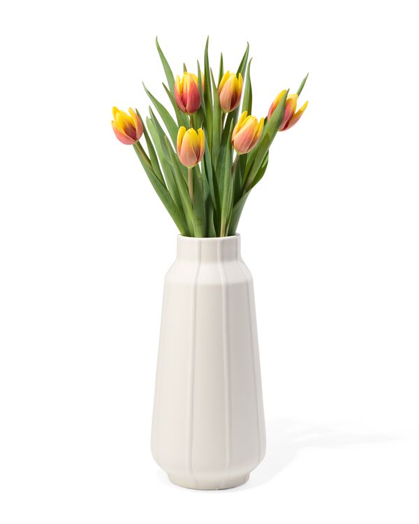 Keramik-Vase, Ø 6 x 30 cm, naturfaben - 13323134 - HEMA