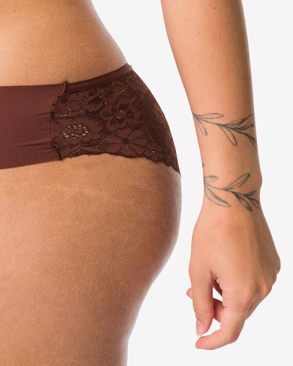 slip br&eacute;silien femme microfibre avec dentelle marron fonc&eacute; marron fonc&eacute; - 19601464DARKBROWN - HEMA