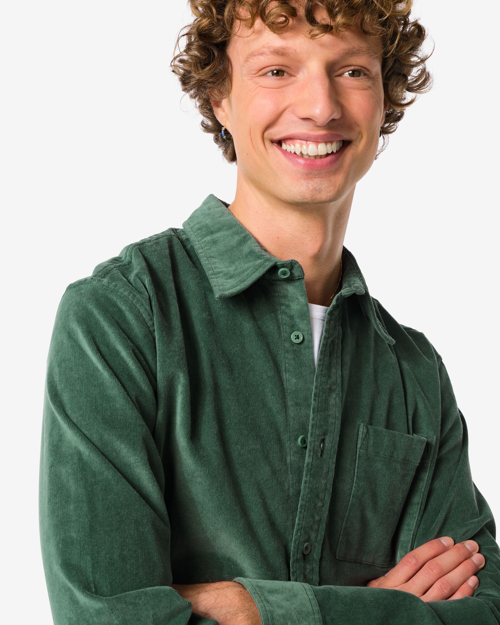 chemise homme Amir velours côtelé vert moyen vert moyen - 2170740MIDGREEN - HEMA