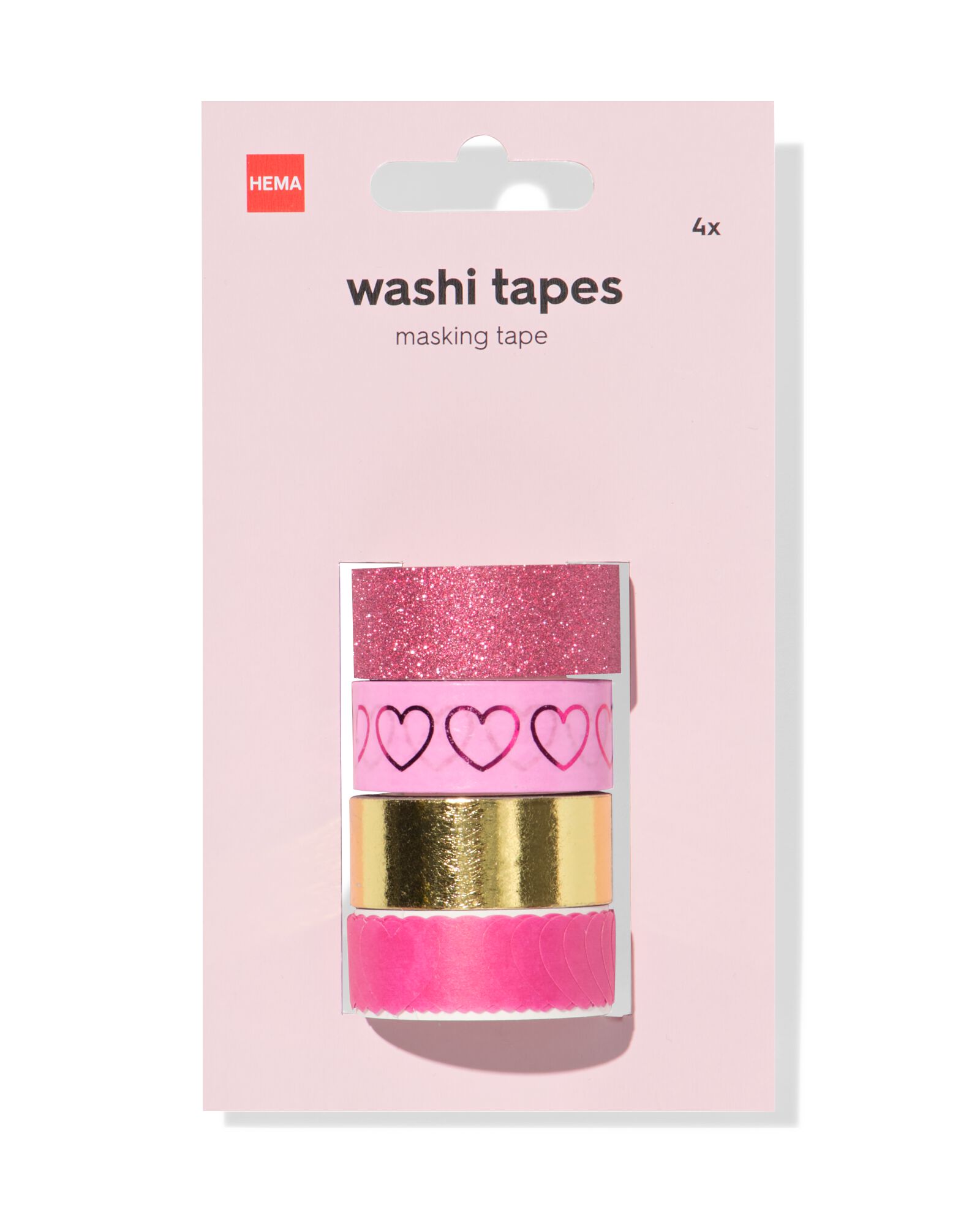 washi tapes hartjes - 4 stuks - 14100249 - HEMA