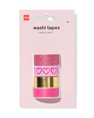 washi tapes hartjes - 4 stuks - 14100249 - HEMA