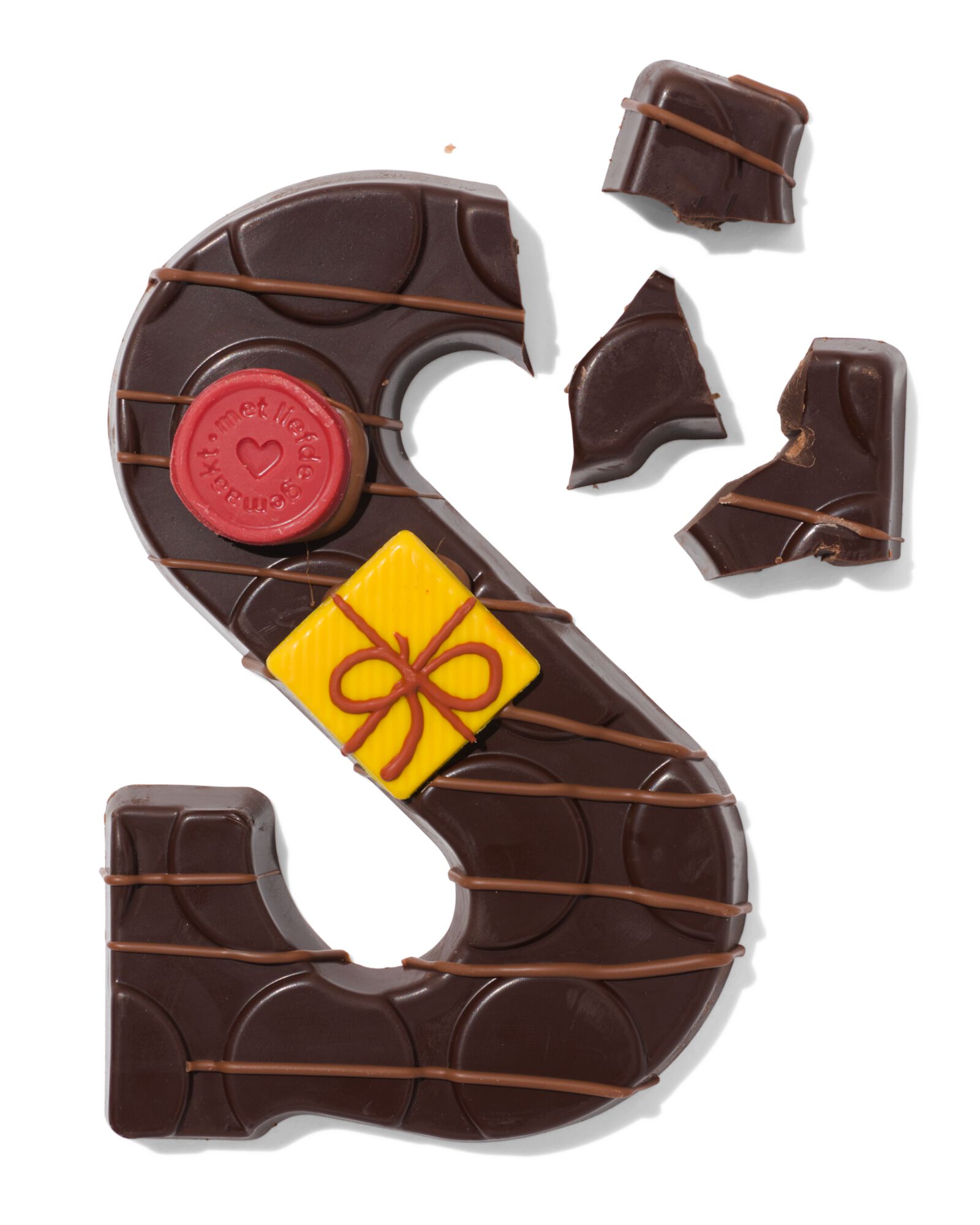 Lettre en chocolat d&eacute;cor&eacute;e &agrave; la main pur S 180g - 24427428 - HEMA