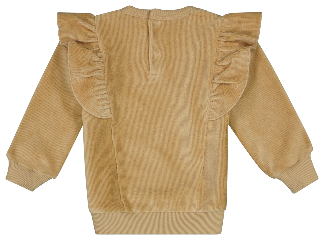 Baby-Sweatshirt Velours mit Rüschen sandfarben - 1000028176 - HEMA