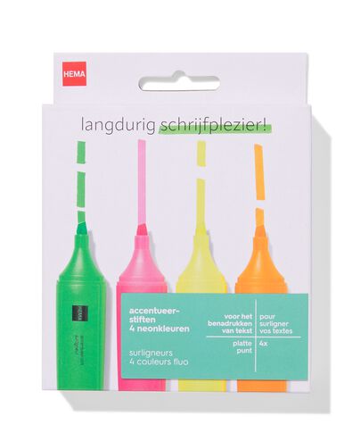 4 surligneurs couleurs vives - 14400401 - HEMA