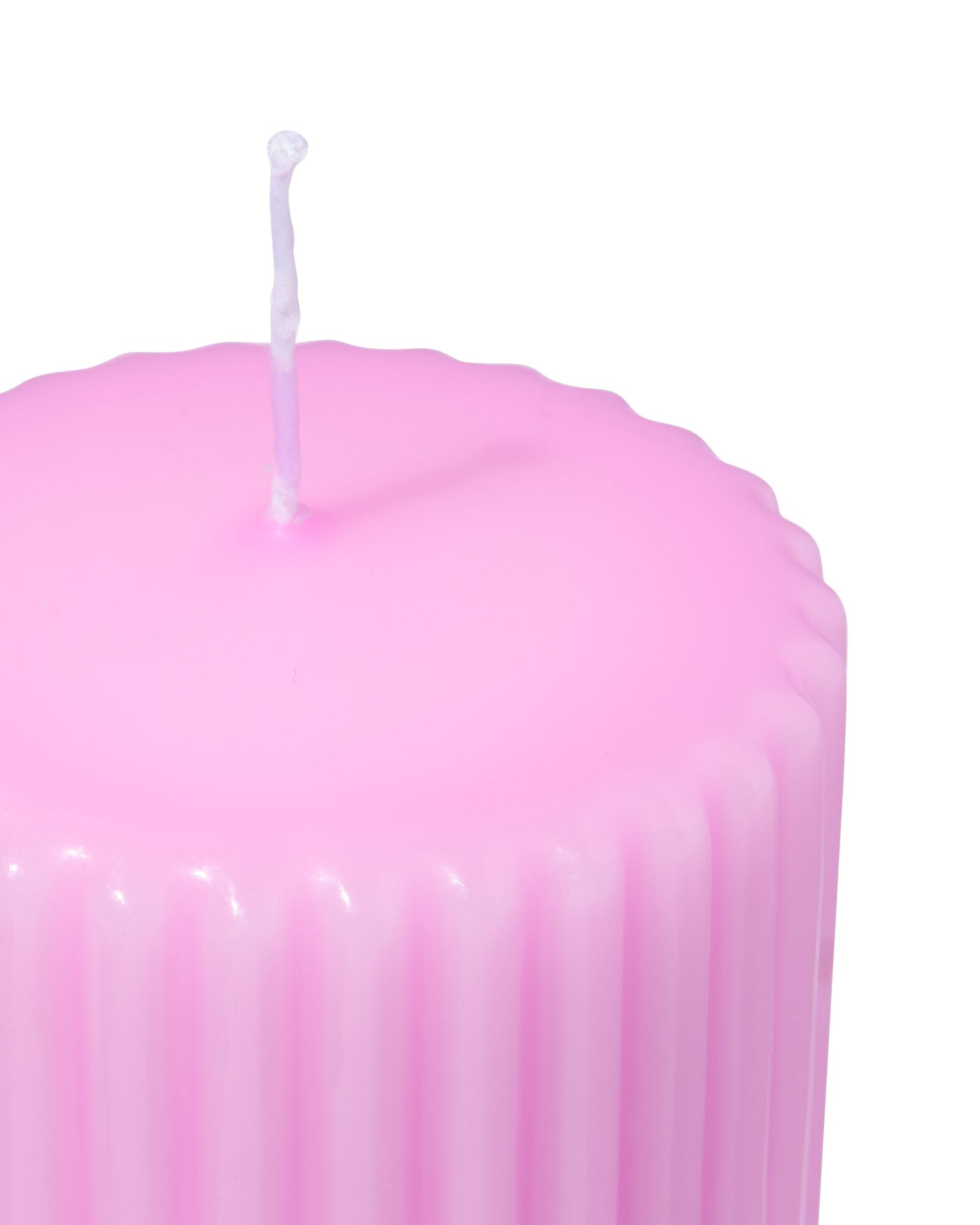 bougie cylindrique &Oslash;7x13 cm nervur&eacute;e rose clair-rose vif - 13504028 - HEMA