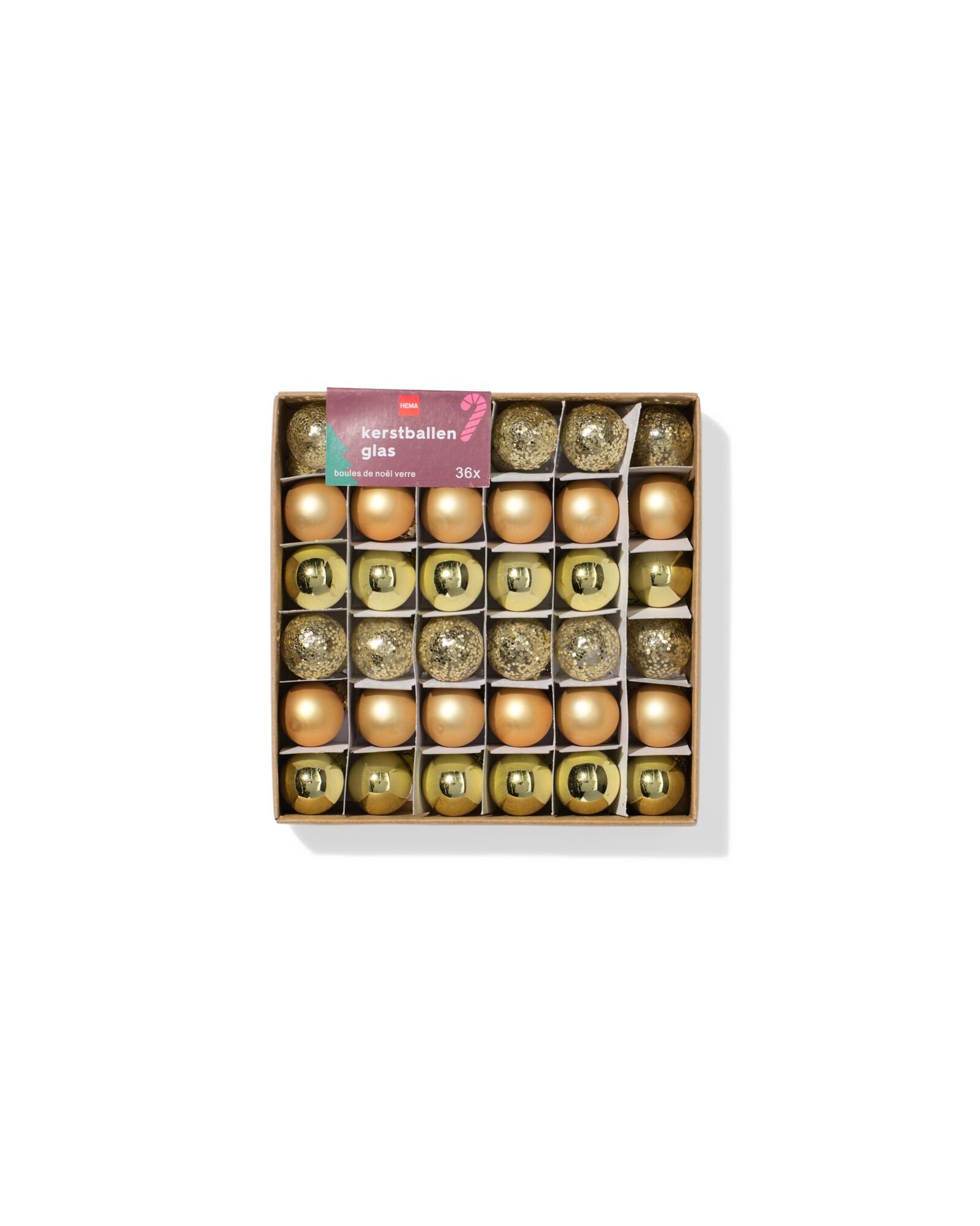 ensemble de boules de Noël 3,2 cm verre mini doré - 36 pièces - 25100192 - HEMA