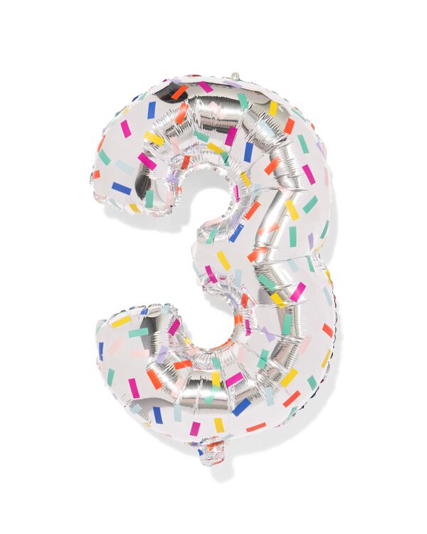 Folienballon Zahl 3, 60 cm, Konfetti - 14260060 - HEMA