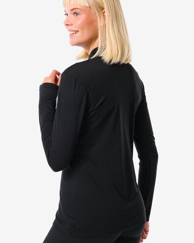 t-shirt thermique femme avec un col noir S - 19640252 - HEMA