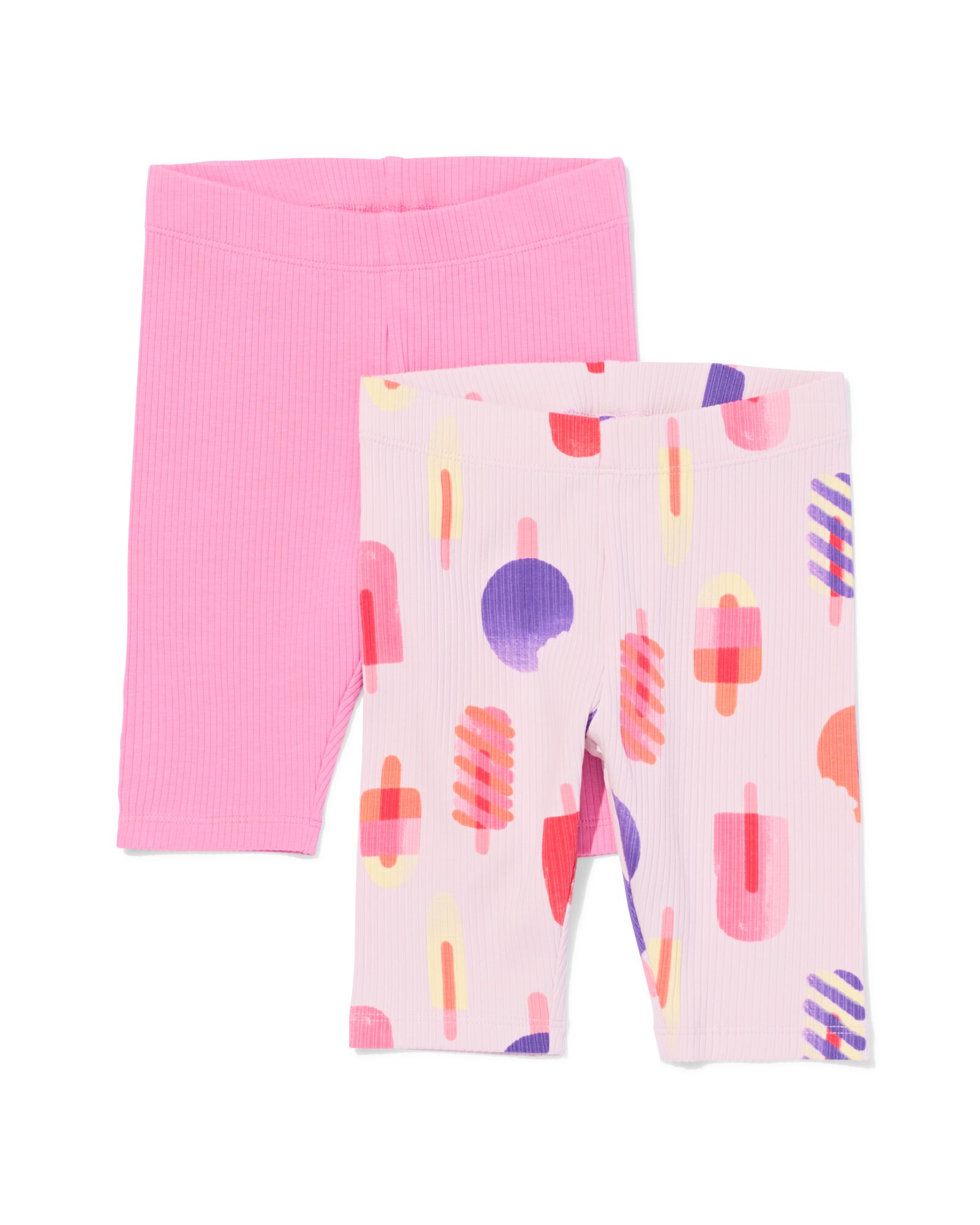 leggings enfant courts ajost&eacute;s c&ocirc;tel&eacute;s - lot de 2 rose rose - 30863647PINK - HEMA