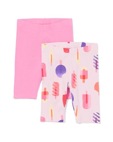 leggings enfant courts ajost&eacute;s c&ocirc;tel&eacute;s - lot de 2 rose rose - 30863647PINK - HEMA