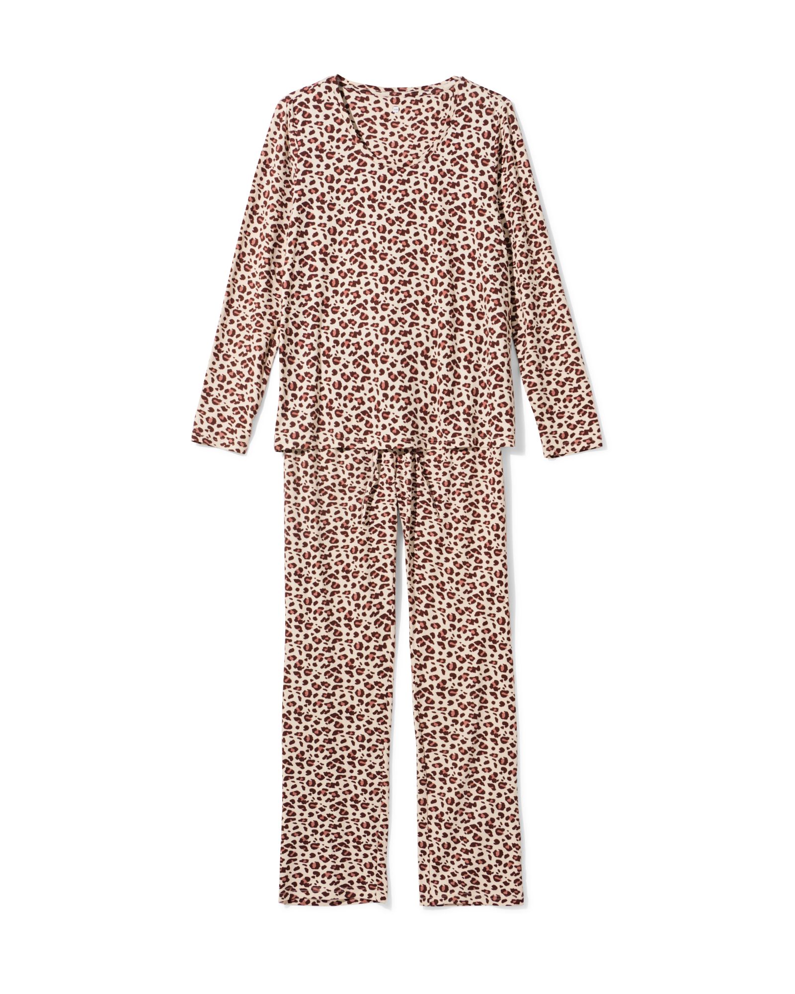 Damenpyjama aus Mikrofaser, Leopard hellbraun hellbraun - 23400970LIGHTBROWN - HEMA