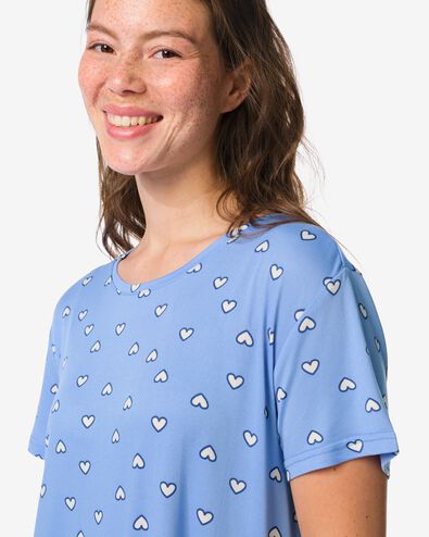 damesnachthemd micro hartjes blauw blauw - 23401435BLUE - HEMA
