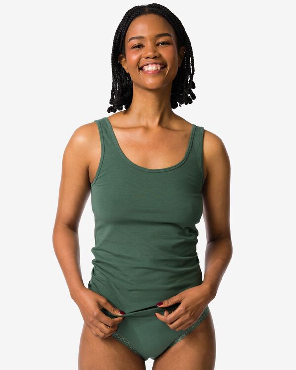débardeur coton femme vert foncé vert foncé - 19681424DARKGREEN - HEMA