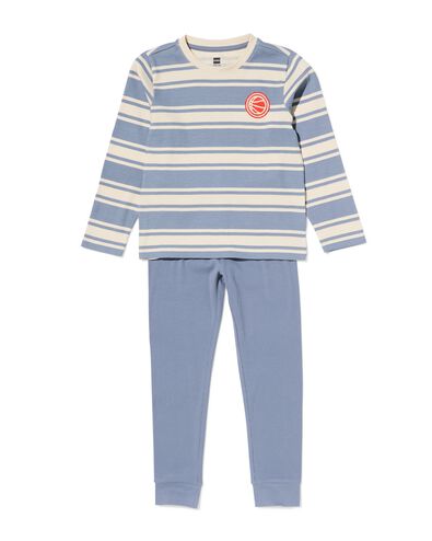 Kinderpyjama gerippt mit Streifen blau blau - 23001050BLUE - HEMA