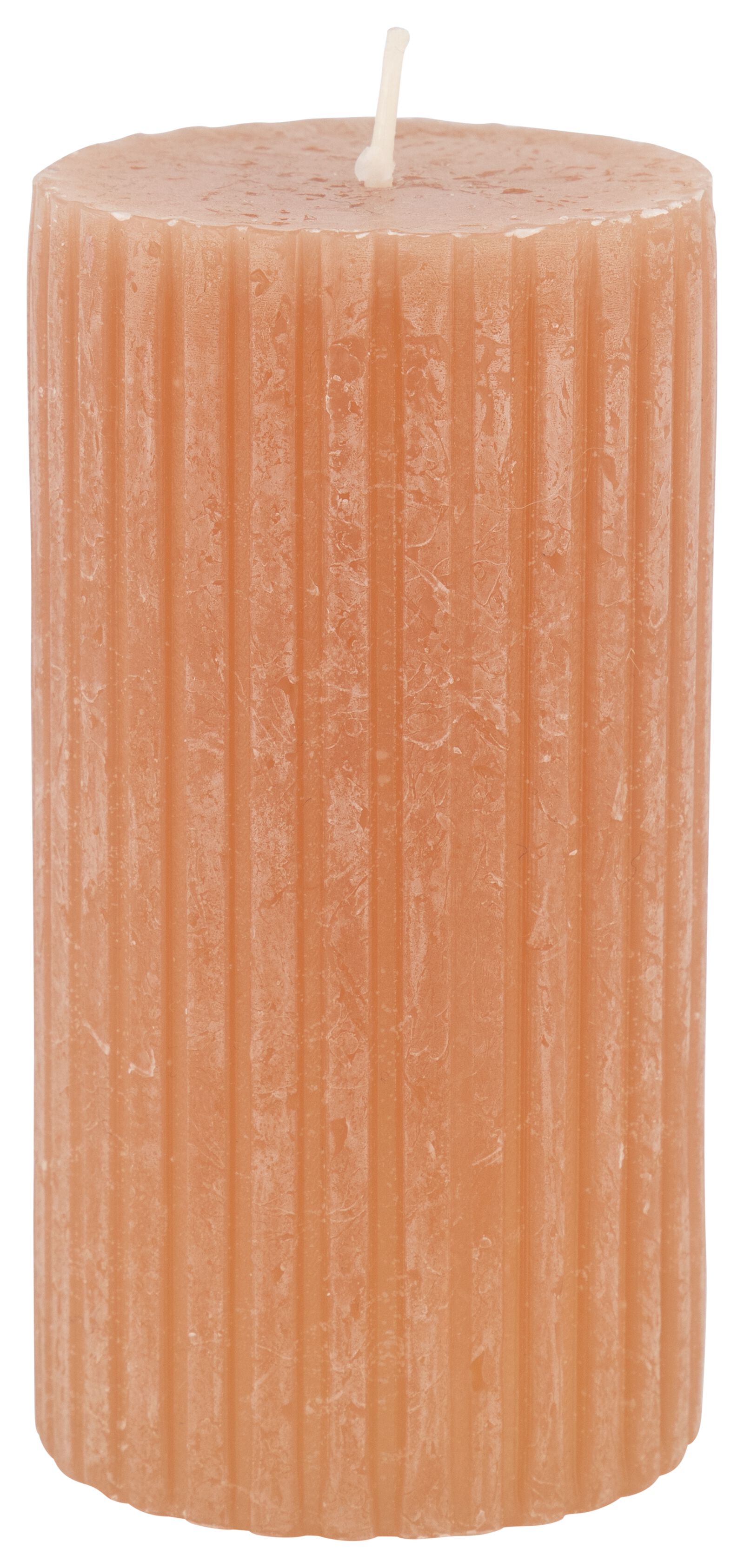 bougie rustique en relief - 7x13 - terracotta - 13502605 - HEMA