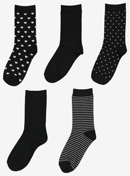 5er-Pack Damen-Socken, Glitter schwarz schwarz - 1000025196 - HEMA