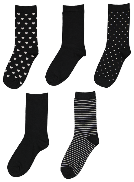 5 paires de chaussettes femme paillettes noir noir - 1000025196 - HEMA