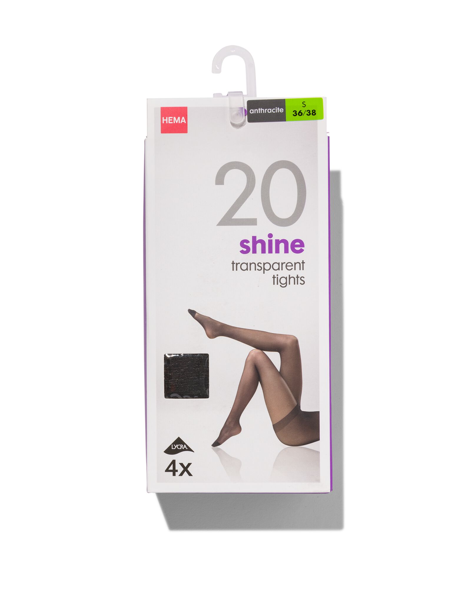 4er-Pack gl&auml;nzende Strumpfhosen, 20 Denier anthrazit anthrazit - 1000000738 - HEMA