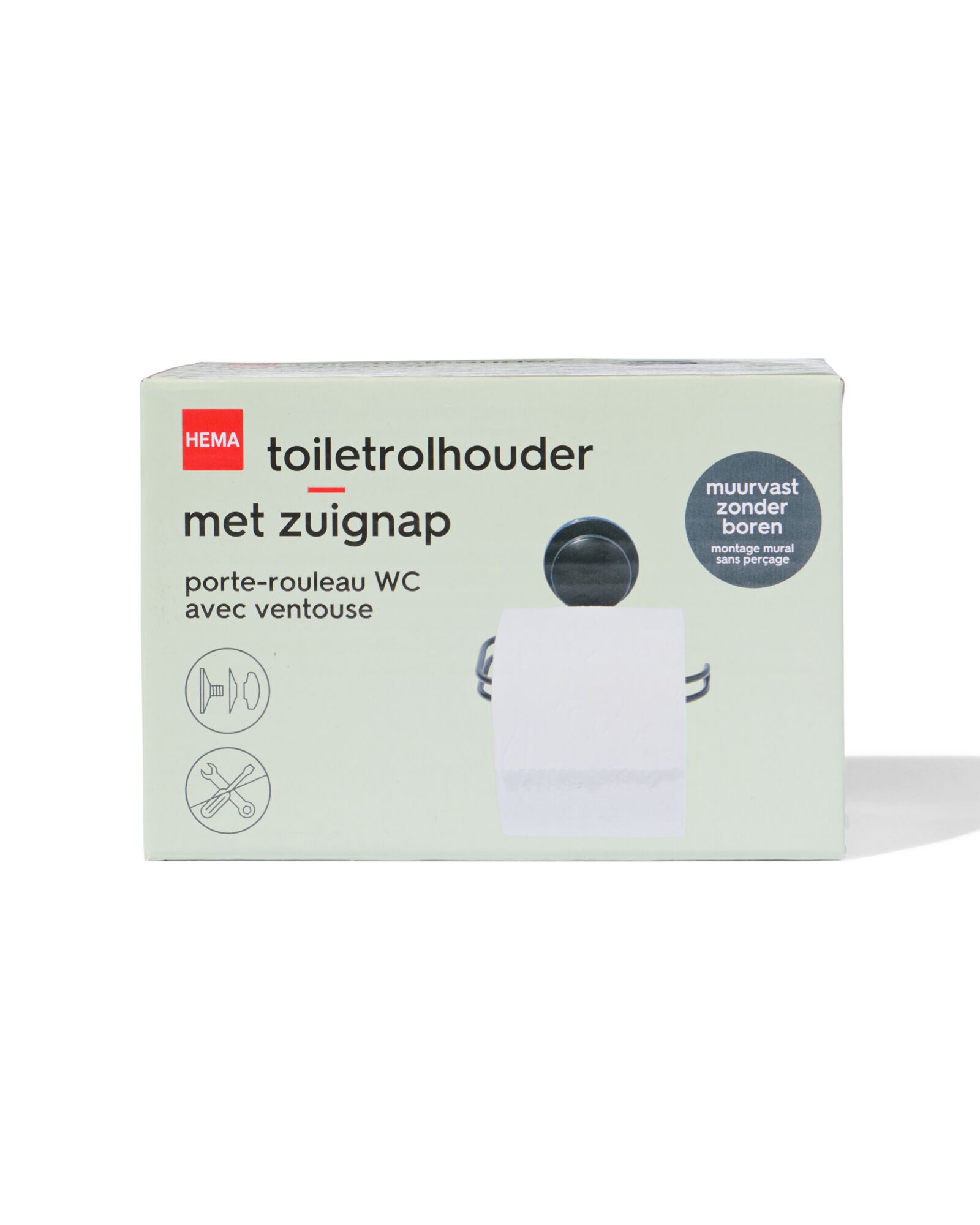 toiletrolhouder met zuignap zwart - 80330040 - HEMA
