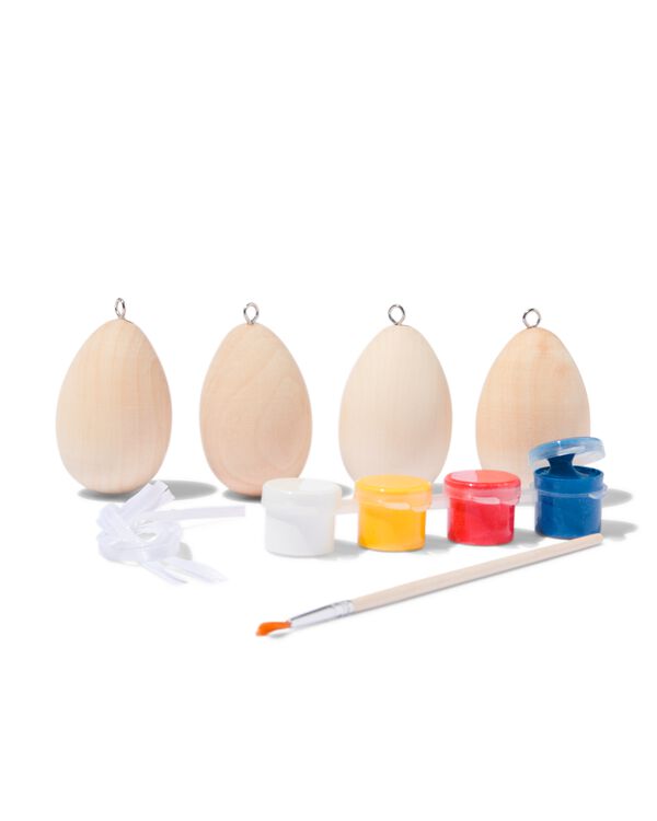 kit créatif de peinture pour oeufs en bois - 4 pièces - 25850051 - HEMA