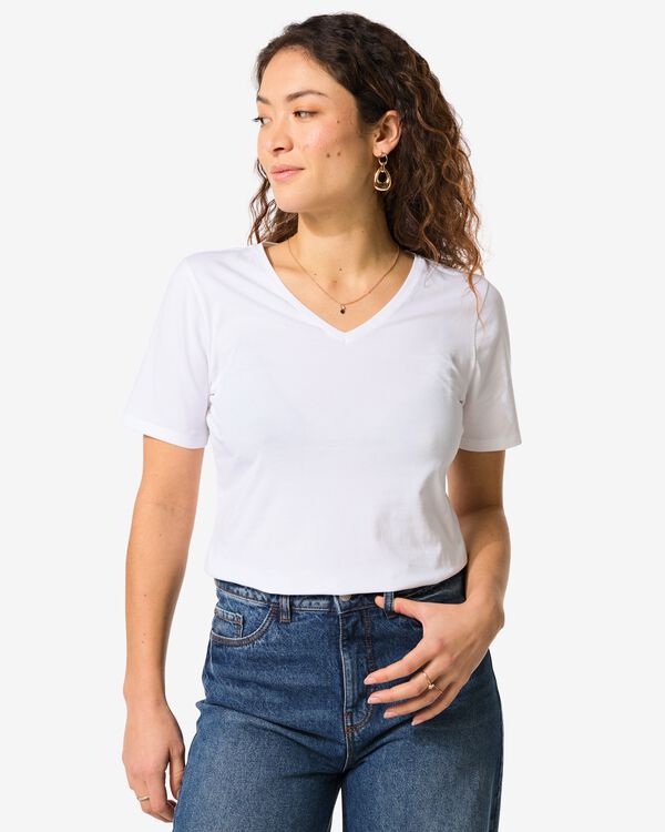 t-shirt femme blanc blanc - 1000004634 - HEMA