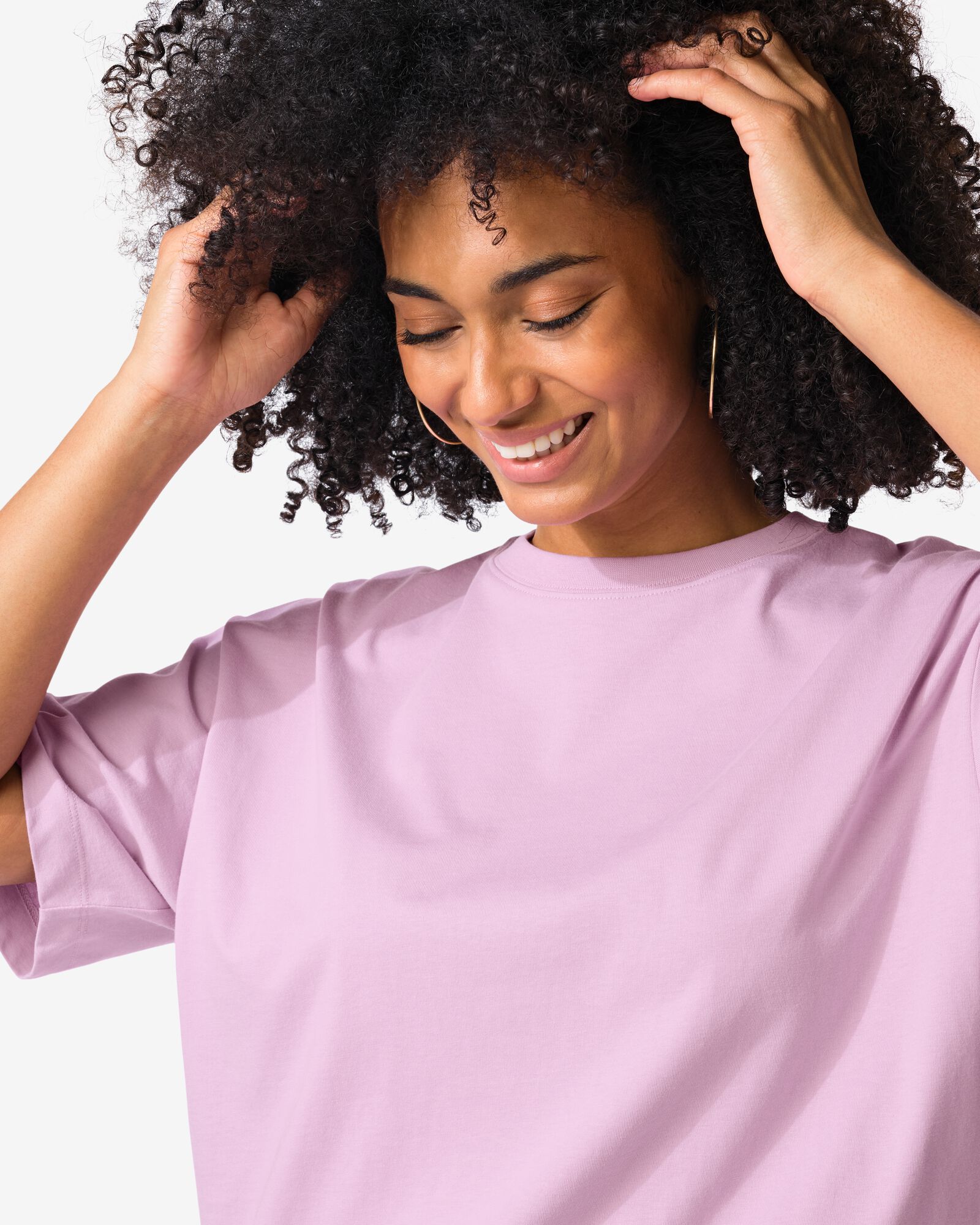 Damen-T-Shirt Do Oversized Fit lila lila - 36311470LILAC - HEMA