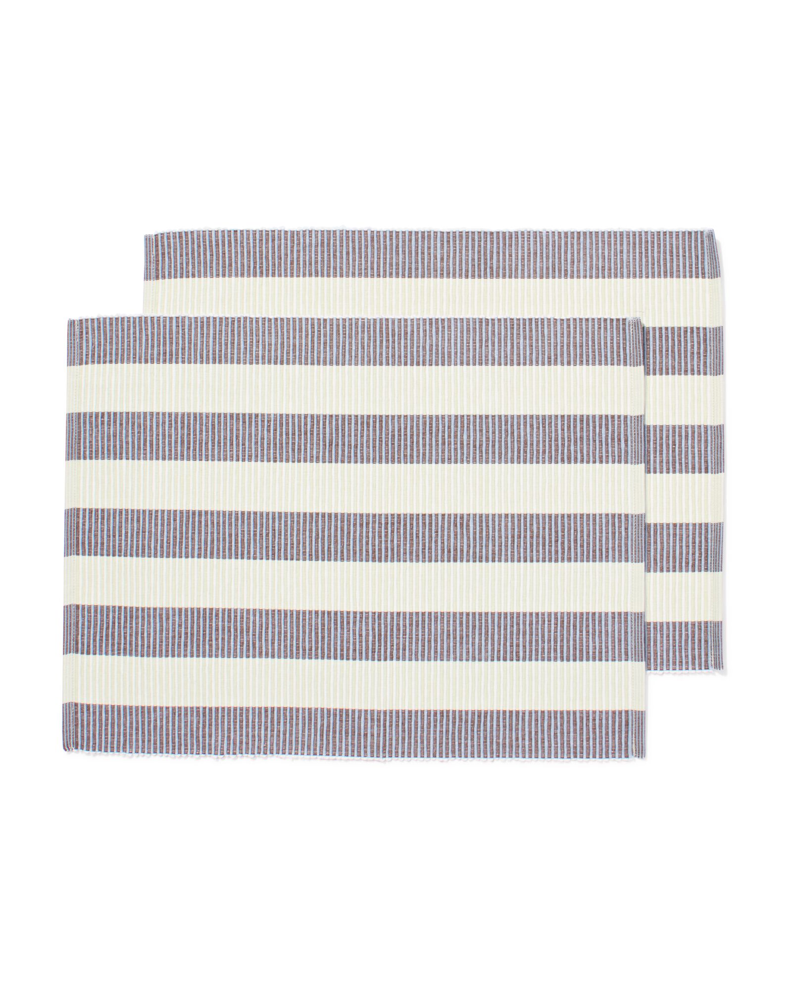 sets de table 35x45cm coton rayures bleu-brun - lot de 2 - 5300148 - HEMA