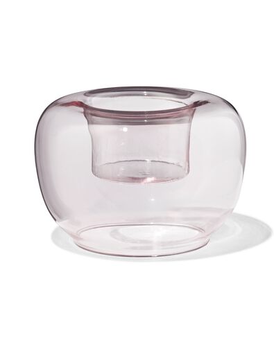 theelichthouder glas retro roze - 13325050 - HEMA