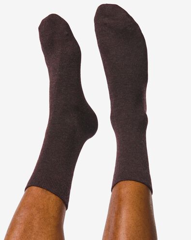 2 paires de chaussettes homme avec laine marron foncé 39/42 - 4130826 - HEMA