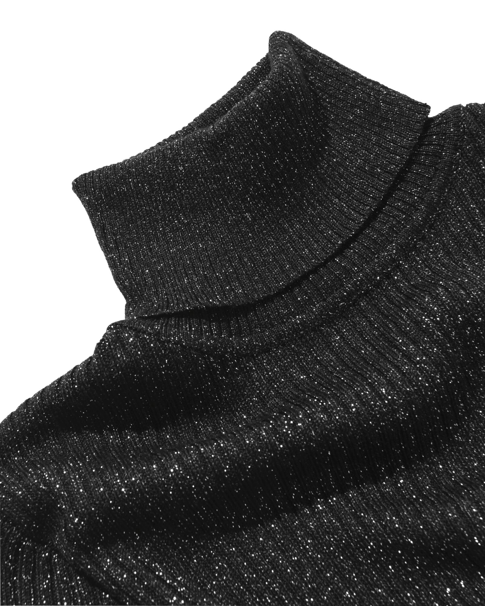 dames coltrui Nova met ribbels en glitters zwart zwart - 1000029471 - HEMA