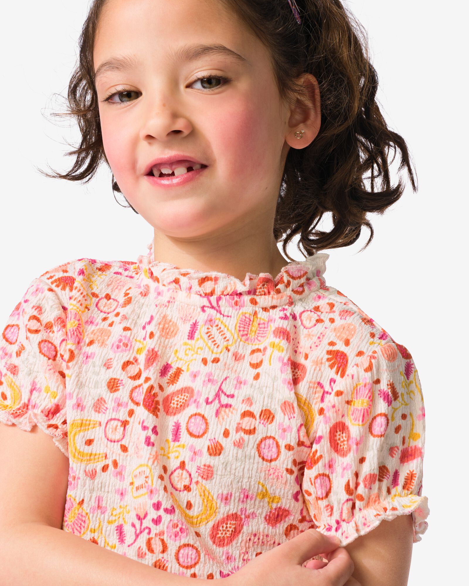 t-shirt enfant jersey fleurs &eacute;cru &eacute;cru - 30862267ECRU - HEMA