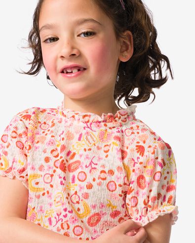 t-shirt enfant jersey fleurs &eacute;cru &eacute;cru - 30862267ECRU - HEMA