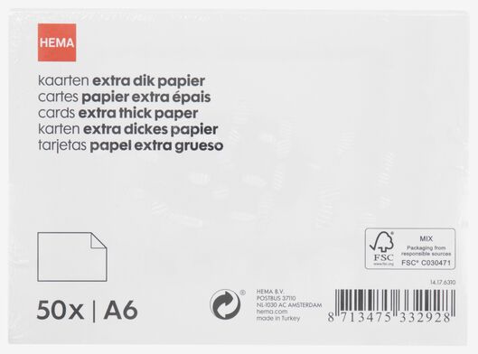 50er-Pack Blankokarten, DIN A6 - 14176310 - HEMA