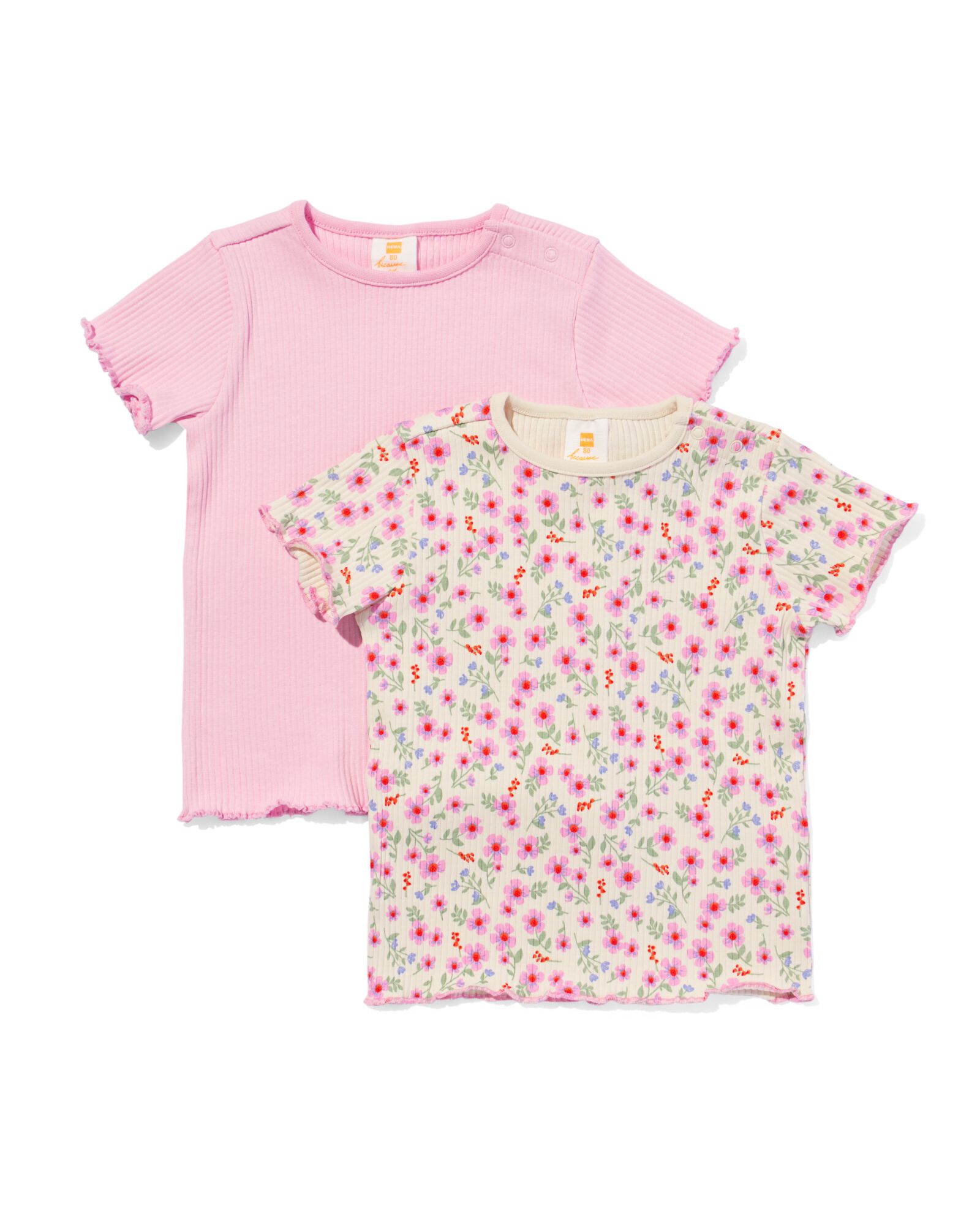 T-shirts b&eacute;b&eacute; framboise - 2 pi&egrave;ces rose - 33088060PINK - HEMA