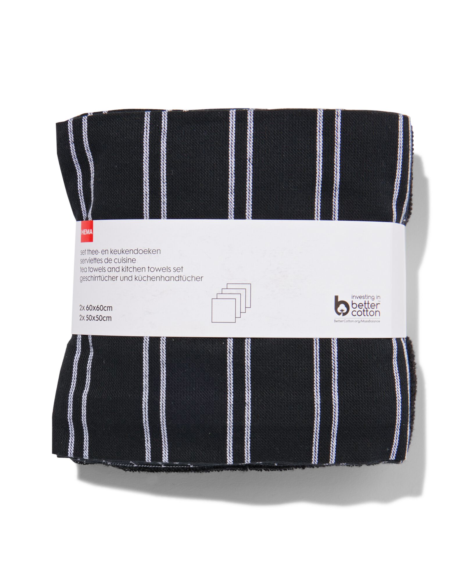 thee- en keukendoeken zwart - 4 stuks - 5440265 - HEMA