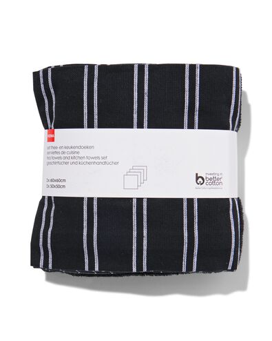 thee- en keukendoeken zwart - 4 stuks - 5440265 - HEMA