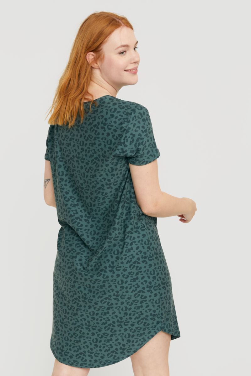 chemise de nuit femme micro léopard vert - 1000025100 - HEMA