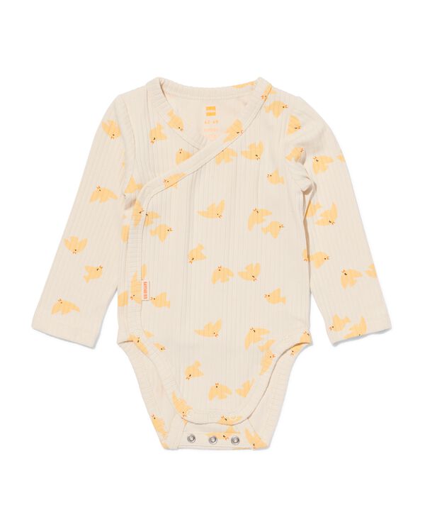 Mitwachsender Newborn-Wickelstrampler, aus Bambus, gerippt, mit V&ouml;geln ecru - 33413320ECRU - HEMA