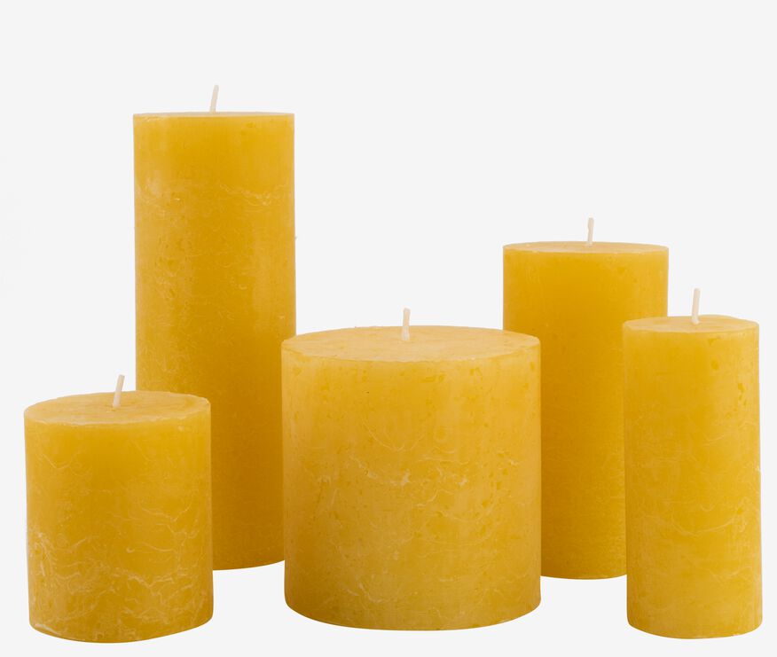 bougies rustiques jaune pâle jaune pâle - 1000028016 - HEMA