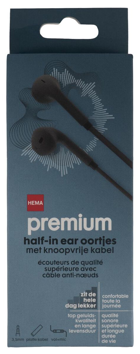 Half-In-Ear-Ohrhörer, Premium, schwarz - 39620026 - HEMA