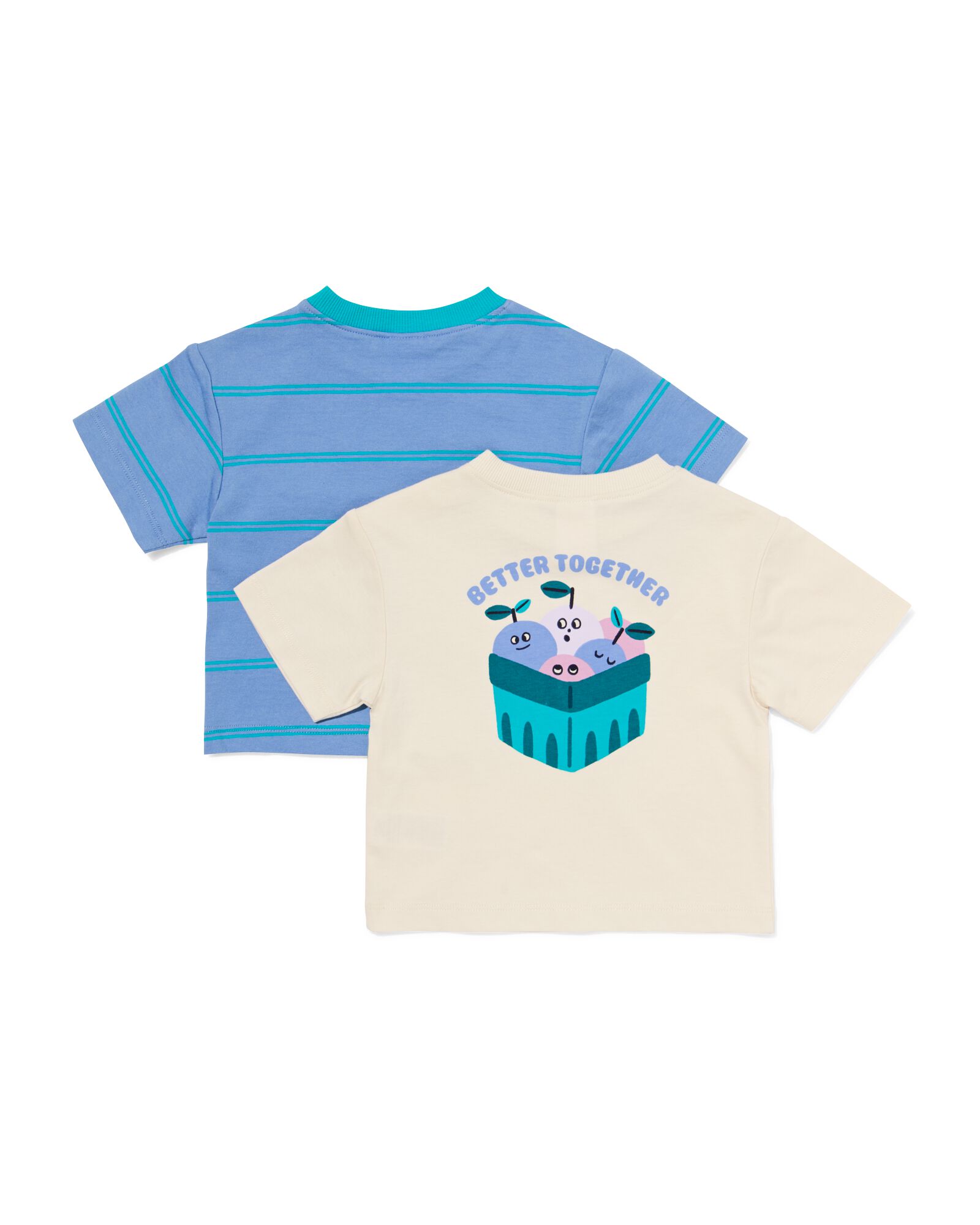 baby T-shirts jersey strepen - 2 stuks blauw blauw - 33185370BLUE - HEMA