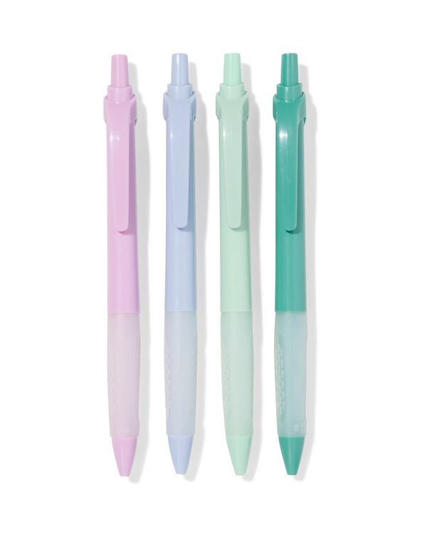 stylos grip caoutchouc encre bleue - 4 stylos - 14400611 - HEMA