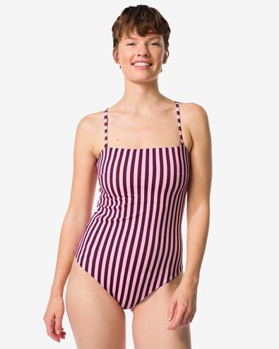 Damen-Badeanzug Nina, gestreift rosa rosa - 22360290PINK - HEMA